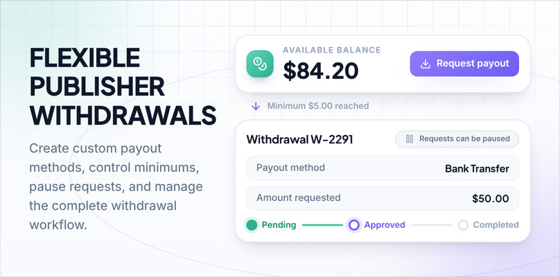 AdLinkFly publisher withdrawal system